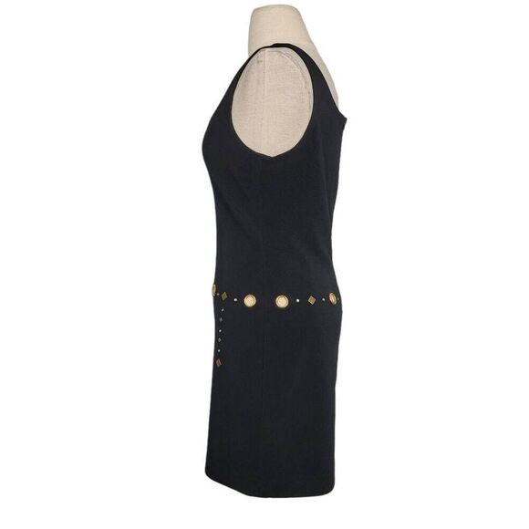 Vintage Miss Ashlee Black Grommet Sheath Mini Dress Sz XS Studded 70s 80s Style - Picture 4 of 7